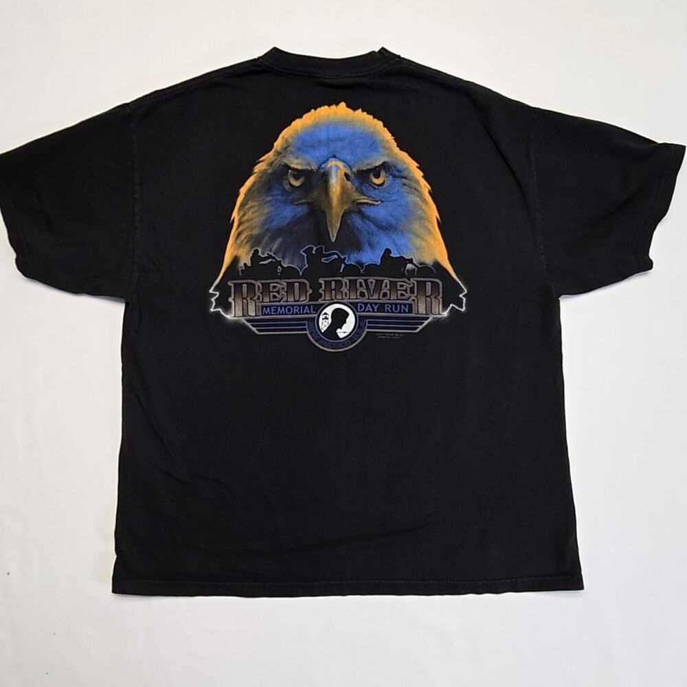 Vintage Red River Memorial Day Run Eagle Graphic Shirt XL Black Motorcycle Tee